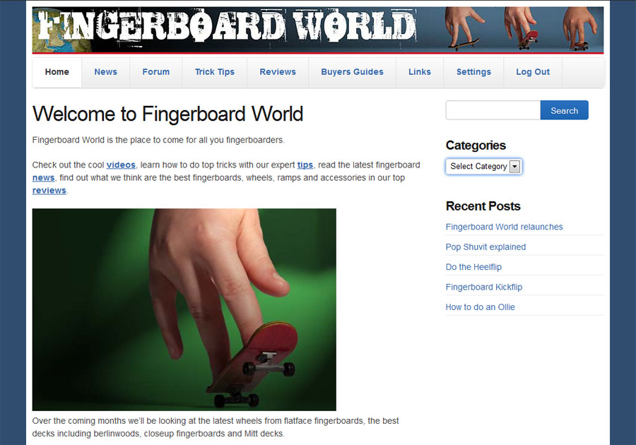 Fingerboard World.com website